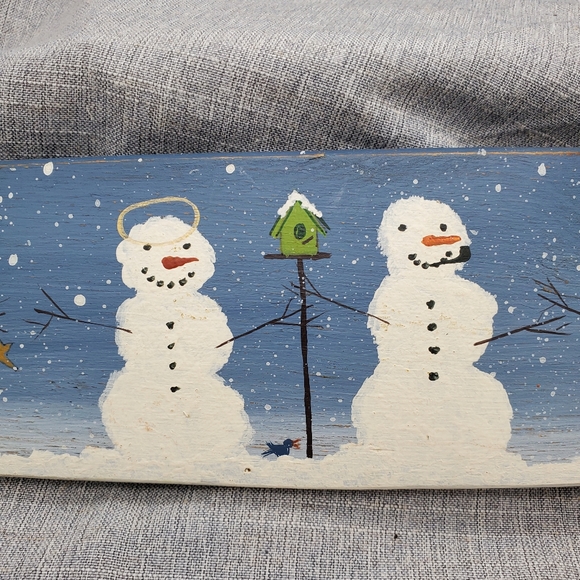 Handpainted Folkart Snowmen Wall Decor - Picture 5 of 10
